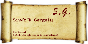 Sivák Gergely névjegykártya