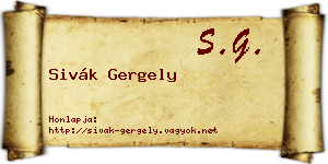 Sivák Gergely névjegykártya